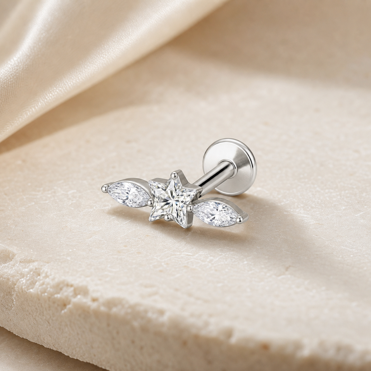[TOPOSH-LEGACY-LAYOUT-REPAIR-20260717-LEGACY08:TP-FB-IN-SIL-16G6-T4-CLCZ-2287:06] Leaf Cluster Clear CZ Titanium Flat Back – Silver | 06_accessory_flatlay