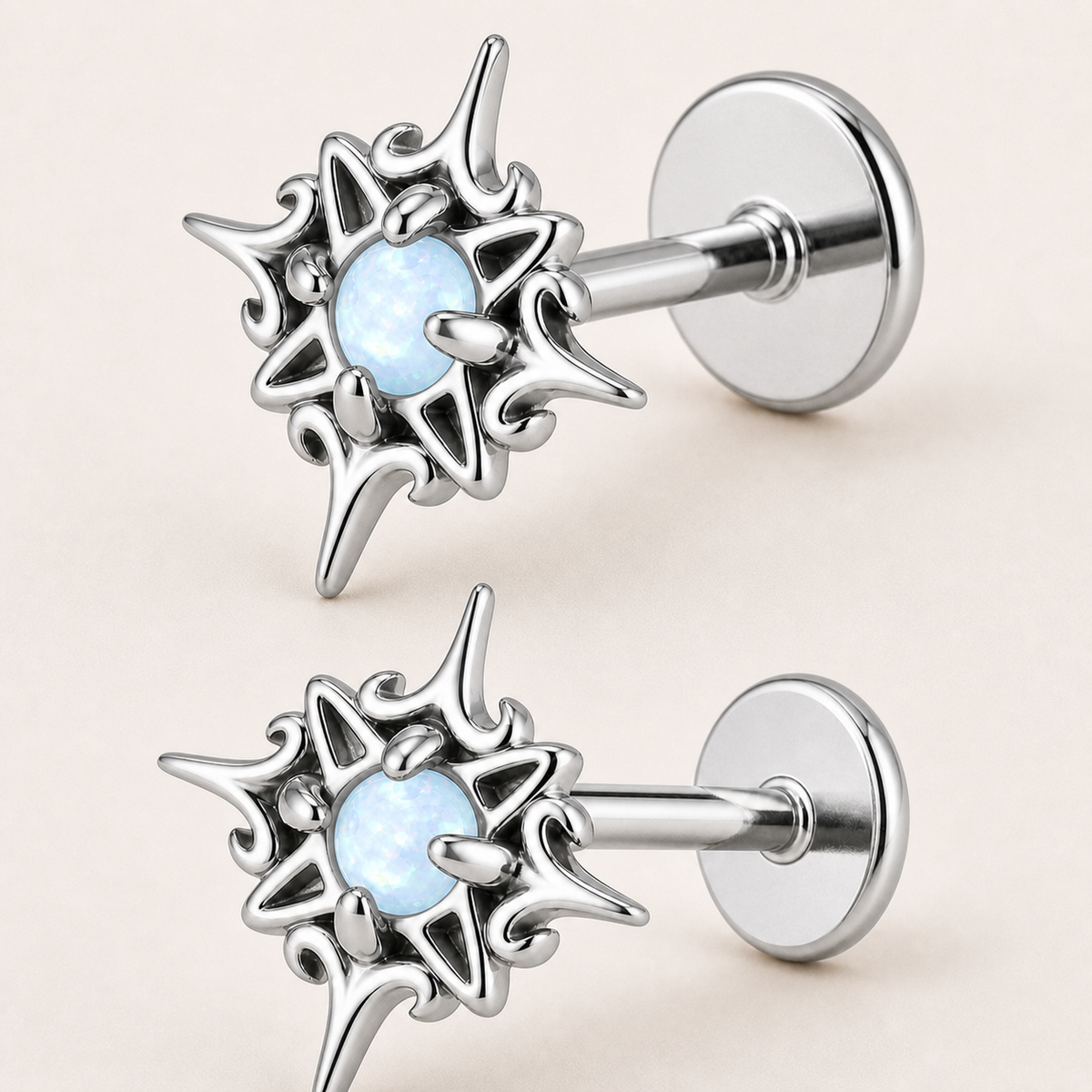 [TOPOSH-LEGACY-LAYOUT-REPAIR-20260717-LEGACY09:TP-FB-IN-SIL-16G6-T4-LBL-079:05] Sunburst Light Blue Titanium Flat Back – Silver | 05_product_angles