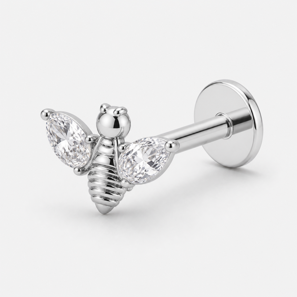 [TOPOSH-LEGACY-LAYOUT-REPAIR-20260717-LEGACY06:TP-FB-IN-SIL-16G8-T4-CLCZ-012:05] Bee Clear CZ Titanium Flat Back – Silver | 05_product_angles