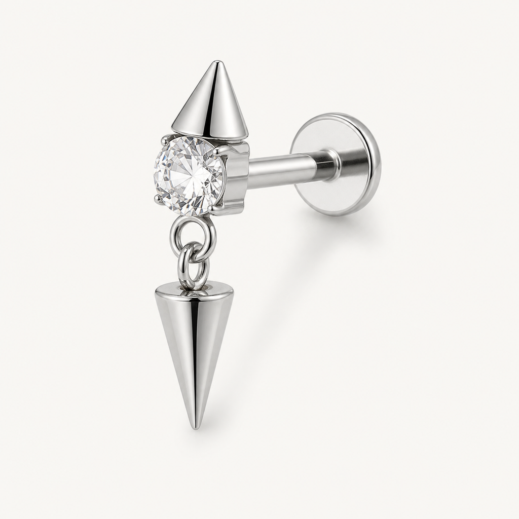 [TOPOSH-LEGACY-LAYOUT-REPAIR-20260717-LEGACY09:TP-FB-IN-SIL-16G8-T4-CLCZ-2295:05] Spike Dangle Clear CZ Titanium Flat Back – Silver | 05_product_angles