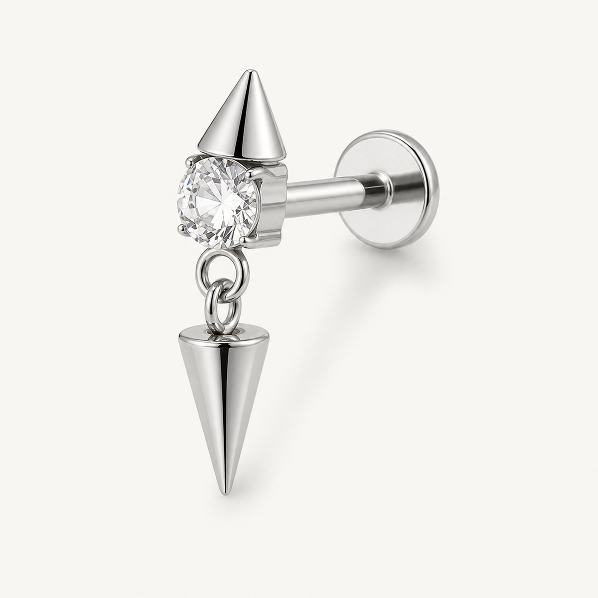 [TOPOSH-LEGACY-LAYOUT-REPAIR-20260717-LEGACY09:TP-FB-IN-SIL-16G8-T4-CLCZ-2295:05] Spike Dangle Clear CZ Titanium Flat Back – Silver | 05_product_angles