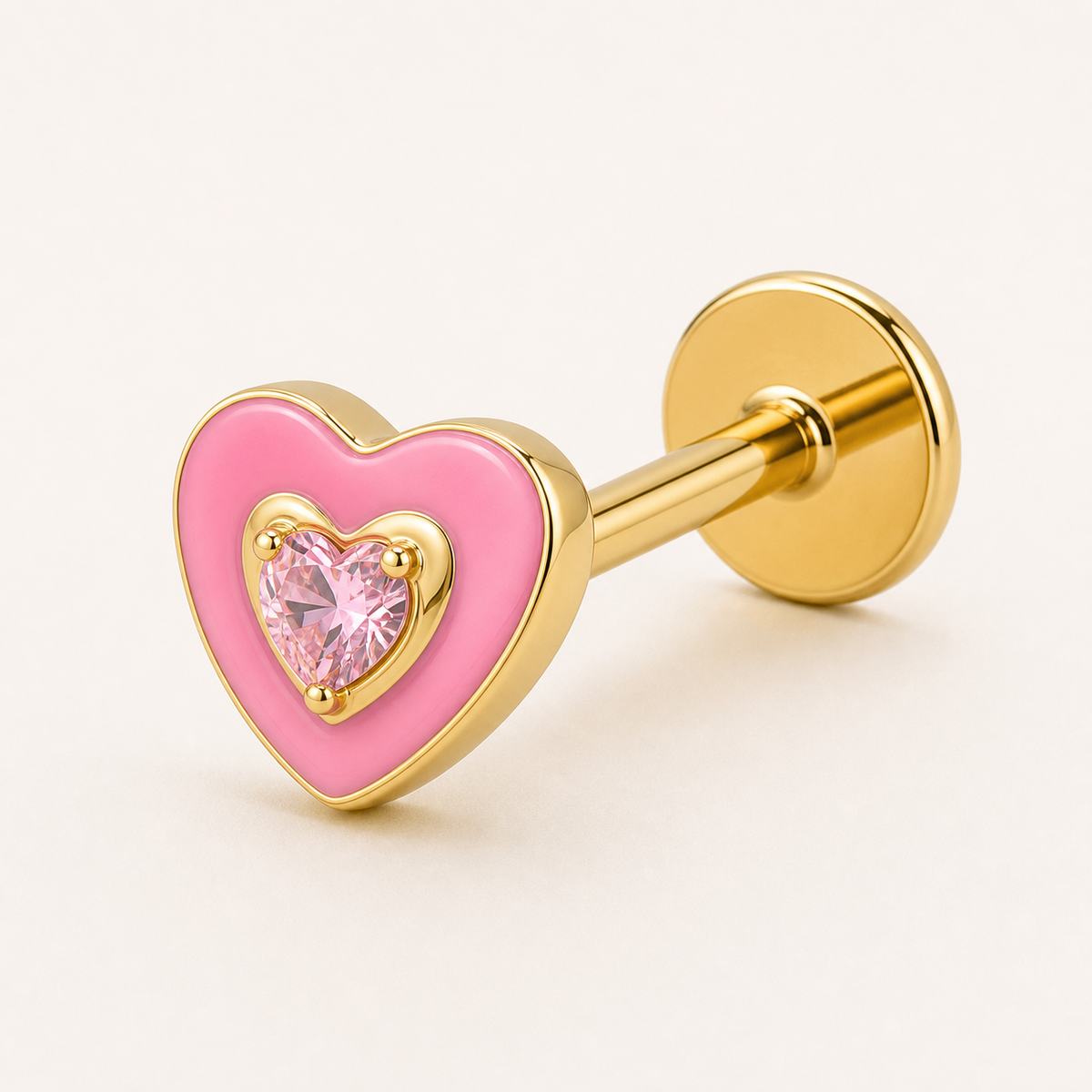 [TOPOSH-LEGACY-LAYOUT-REPAIR-20260717-LEGACY08:TP-FB-TH-GD-16G6-T4-PKCZ-142:01] Heart Pink CZ Titanium Flat Back – Gold | 01_primary_product_bg