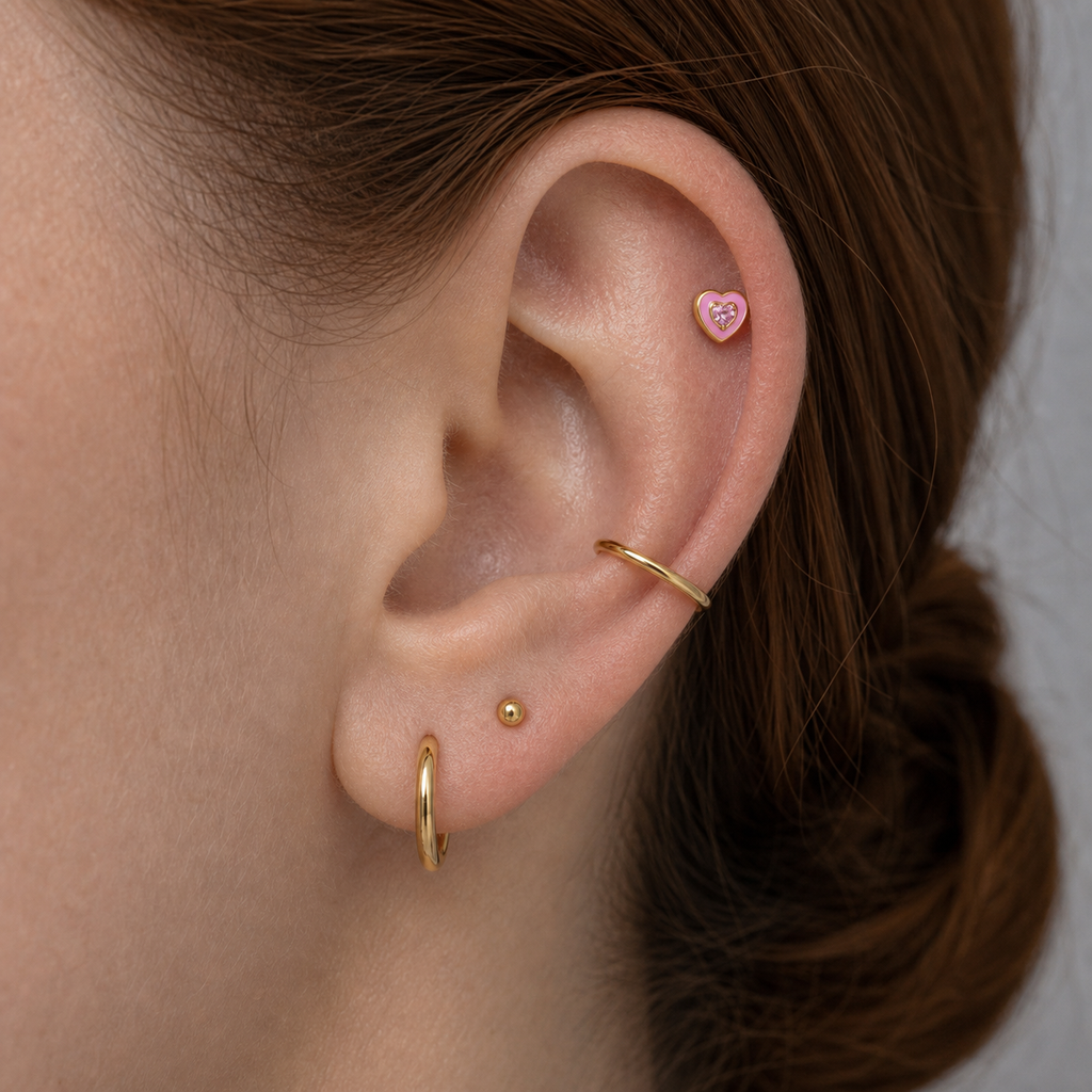 [TOPOSH-LEGACY-LAYOUT-REPAIR-20260717-LEGACY08:TP-FB-TH-GD-16G6-T4-PKCZ-142:04] Heart Pink CZ Titanium Flat Back – Gold | 04_model_asian