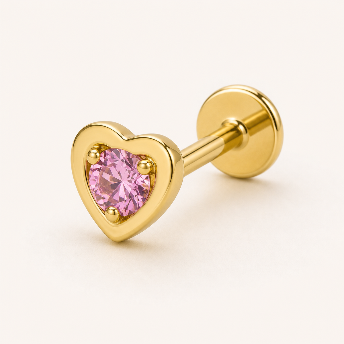 [TOPOSH-LEGACY-LAYOUT-REPAIR-20260717-LEGACY08:TP-FB-TH-GD-18G6-T4-PKCZ-109:01] Heart Pink CZ Titanium Flat Back – Gold | 01_primary_product_bg