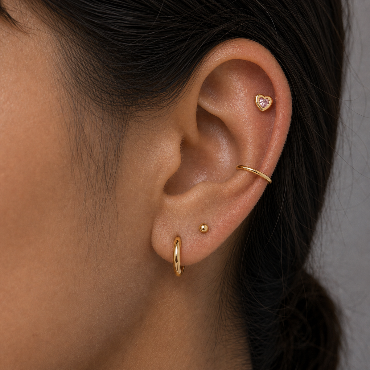 [TOPOSH-LEGACY-LAYOUT-REPAIR-20260717-LEGACY08:TP-FB-TH-GD-18G6-T4-PKCZ-109:04] Heart Pink CZ Titanium Flat Back – Gold | 04_model_asian