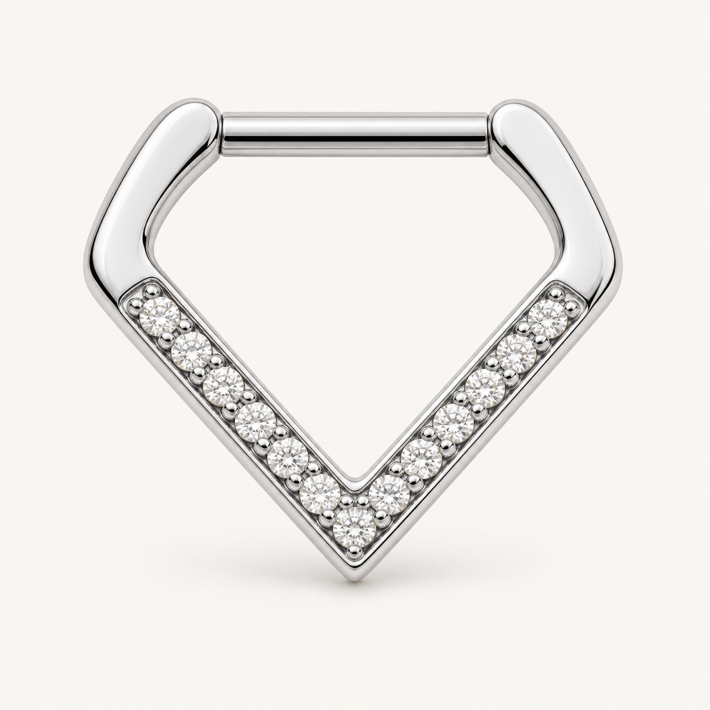 [TOPOSH-ROLE-ORDER-CLEANUP-20260717-BATCH19:TP-SEP-SIL-16G10-CLCZ-007:01] Clear CZ Titanium Septum Ring – Silver | 01_primary_product_bg