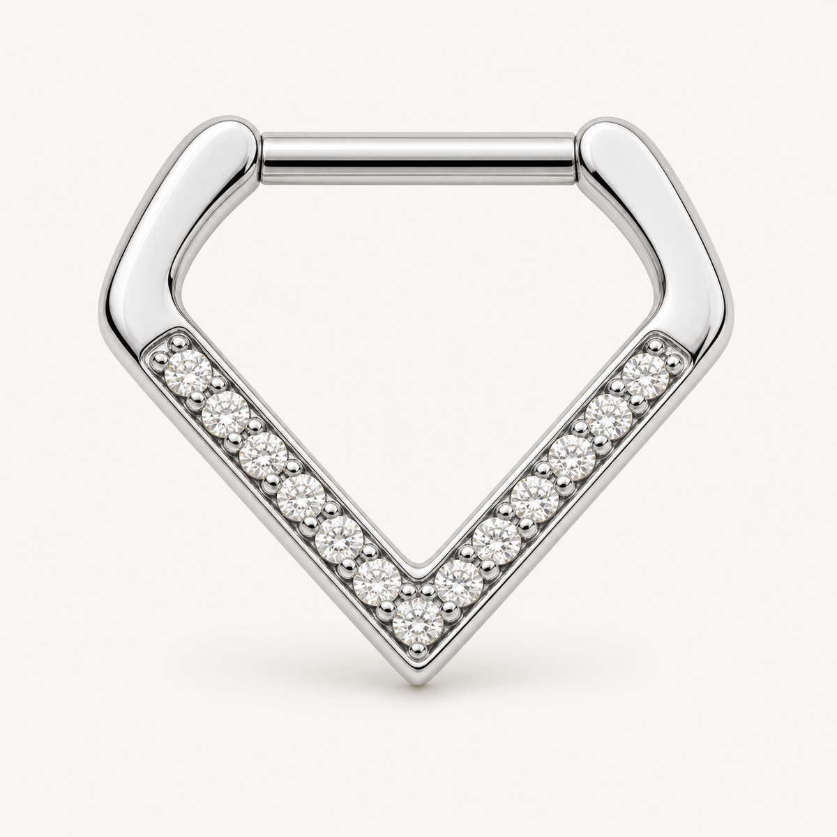 [TOPOSH-ROLE-ORDER-CLEANUP-20260717-BATCH19:TP-SEP-SIL-16G10-CLCZ-007:01] Clear CZ Titanium Septum Ring – Silver | 01_primary_product_bg