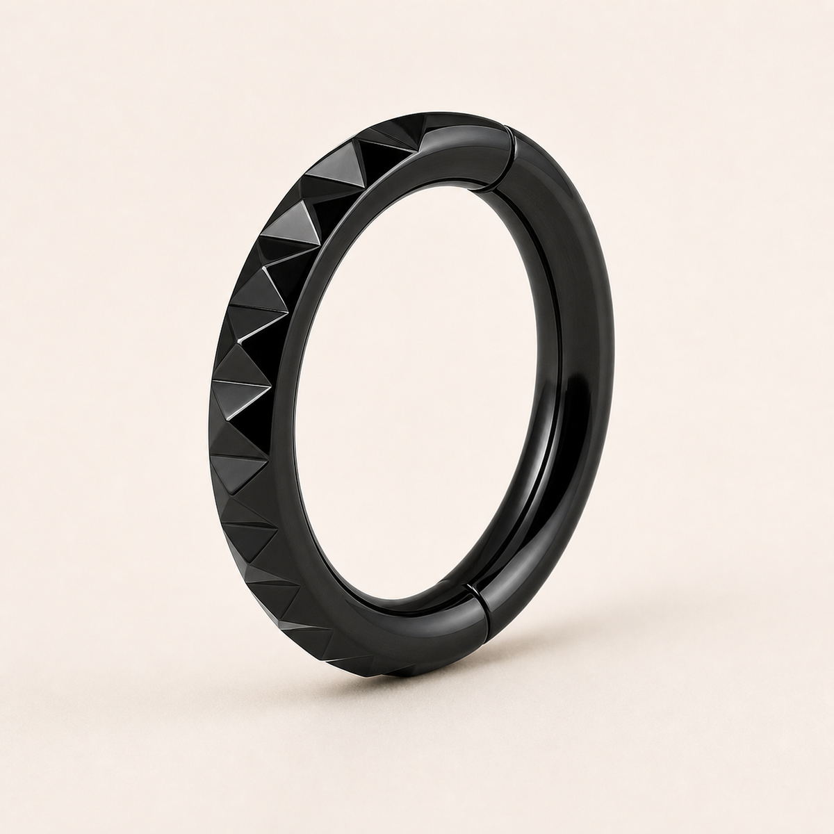 [TOPOSH-ROLE-ORDER-CLEANUP-20260717-BATCH22:TP-SR-BK-16G8-PLN-908:01] Faceted Titanium Segment Ring – Black | 01_primary_product_bg