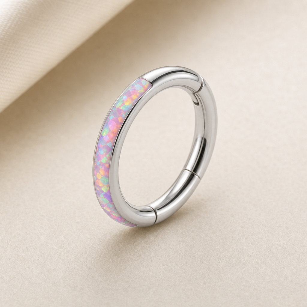 [TOPOSH-ROLE-ORDER-CLEANUP-20260717-BATCH21:TP-SR-CB-SIL-16G8-OP10-012:05] Pink Opal Titanium Segment Ring – Silver | 05_product_angles