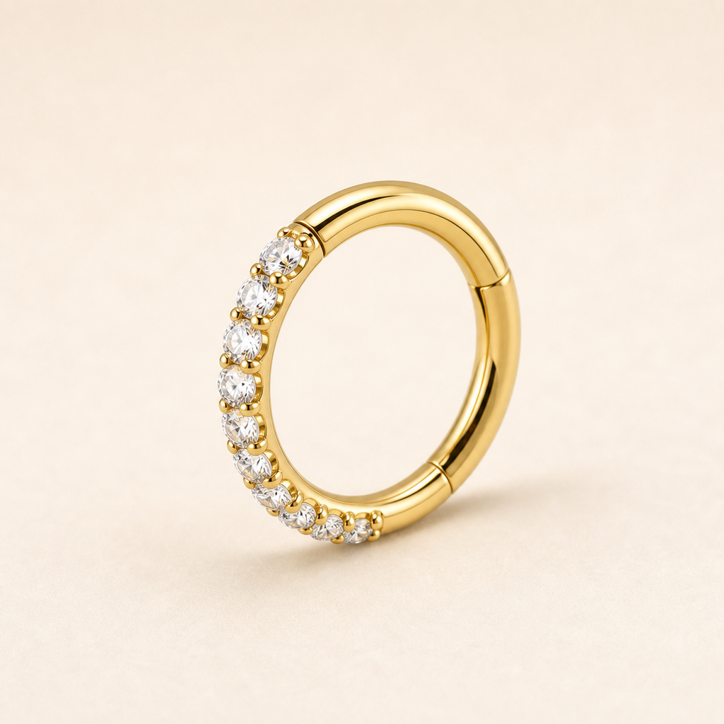 [TOPOSH-ROLE-ORDER-CLEANUP-20260717-BATCH23:TP-SR-GD-16G6-CLCZ-976:01] Pavé Clear CZ Titanium Segment Ring – Gold, 6mm | 01_primary_product_bg