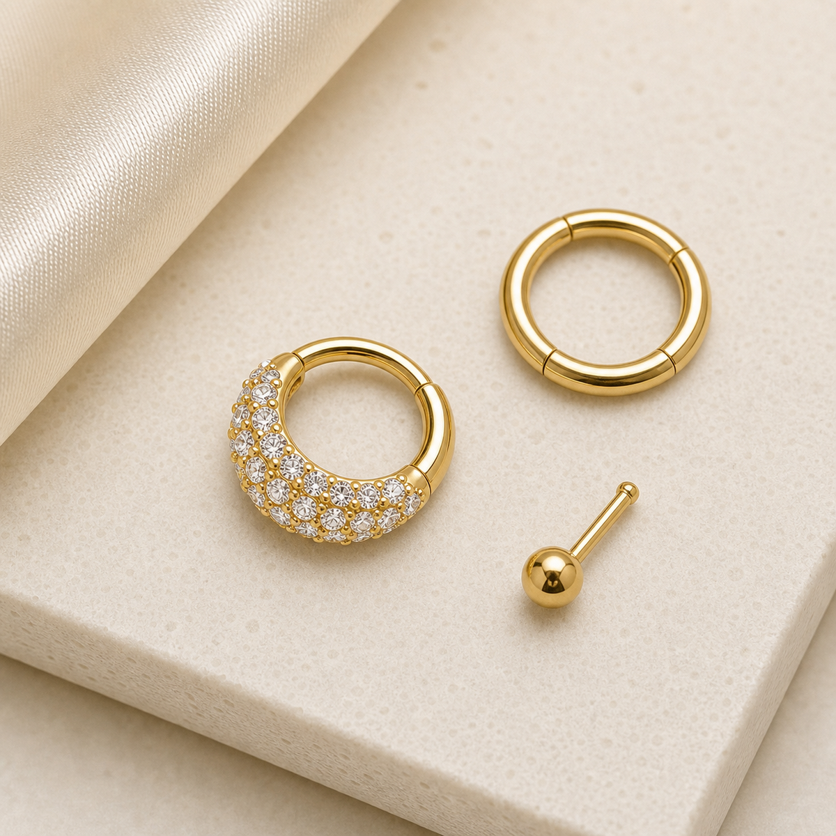 [TOPOSH-ROLE-ORDER-CLEANUP-20260717-BATCH23:TP-SR-GD-16G8-CLCZ-231:06] Pavé Clear CZ Titanium Segment Ring – Gold, 8mm | 06_accessory_flatlay