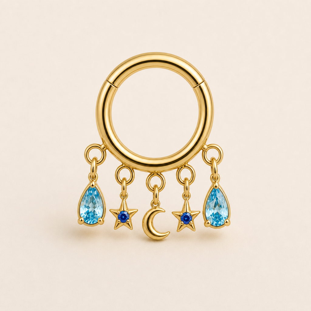 [TOPOSH-ROLE-ORDER-CLEANUP-20260717-BATCH19:TP-SR-GD-16G8-NBL-012:01] Navy Blue Titanium Segment Ring – Gold | 01_primary_product_bg