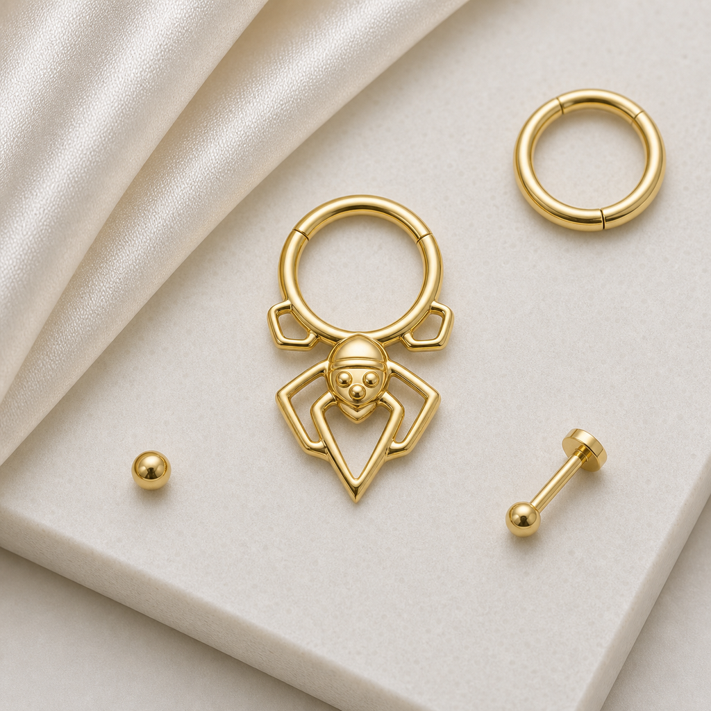 [TOPOSH-ROLE-ORDER-CLEANUP-20260717-BATCH24:TP-SR-GD-16G8-PLN-051:06] Statement Charm Titanium Segment Ring – Gold | 06_accessory_flatlay