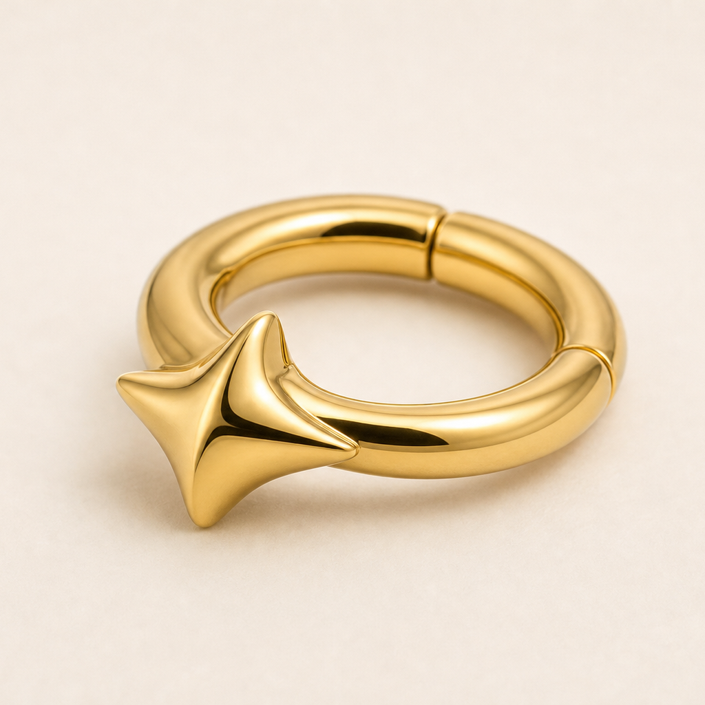 [TOPOSH-ROLE-ORDER-CLEANUP-20260717-BATCH24:TP-SR-GD-16G8-PLN-1645:05] Star Titanium Segment Ring – Gold | 05_product_angles