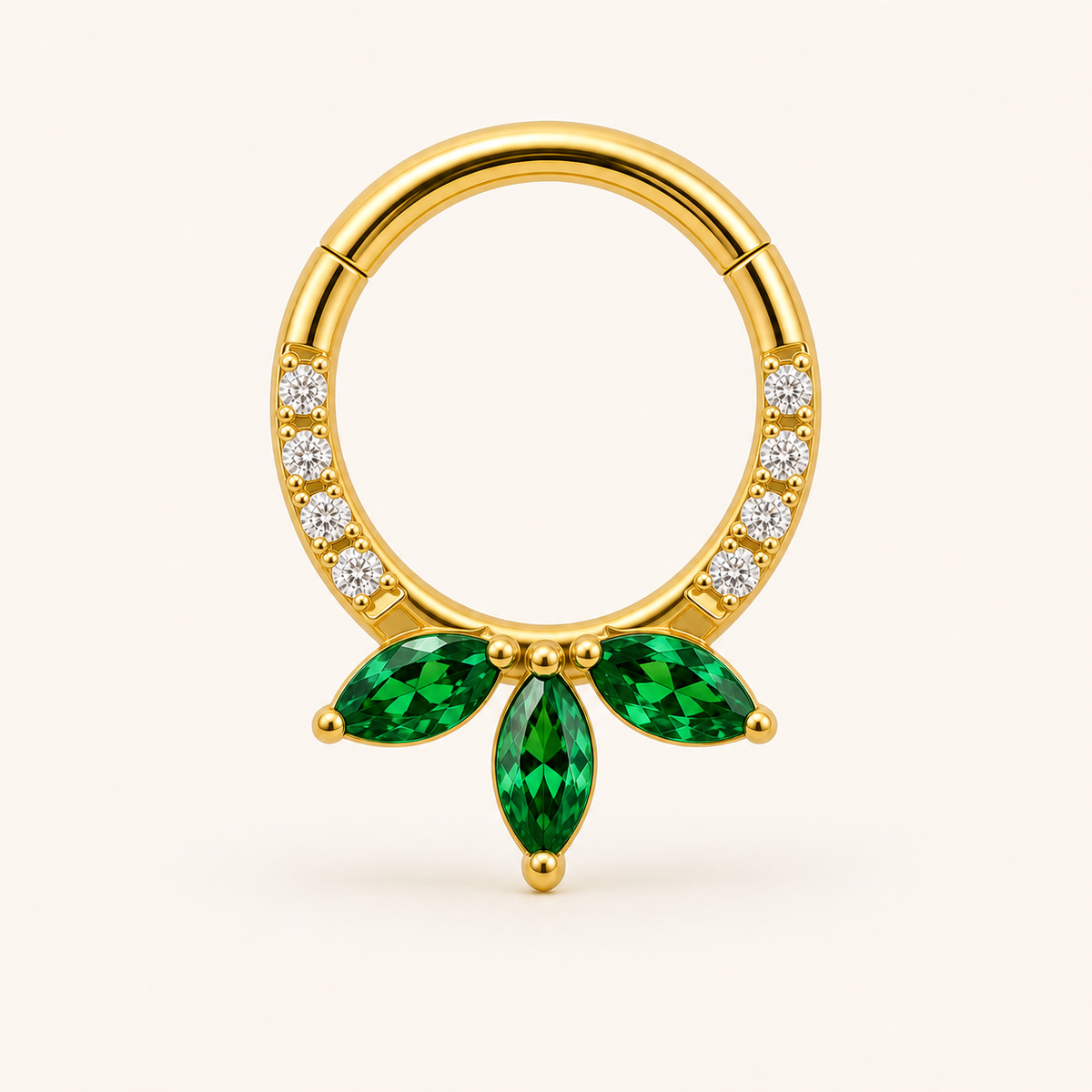 [TOPOSH-ROLE-ORDER-CLEANUP-20260717-BATCH20:TP-SR-GD-16G8-SW205-1153:01] Emerald Crystal Titanium Segment Ring – Gold | 01_primary_product_bg