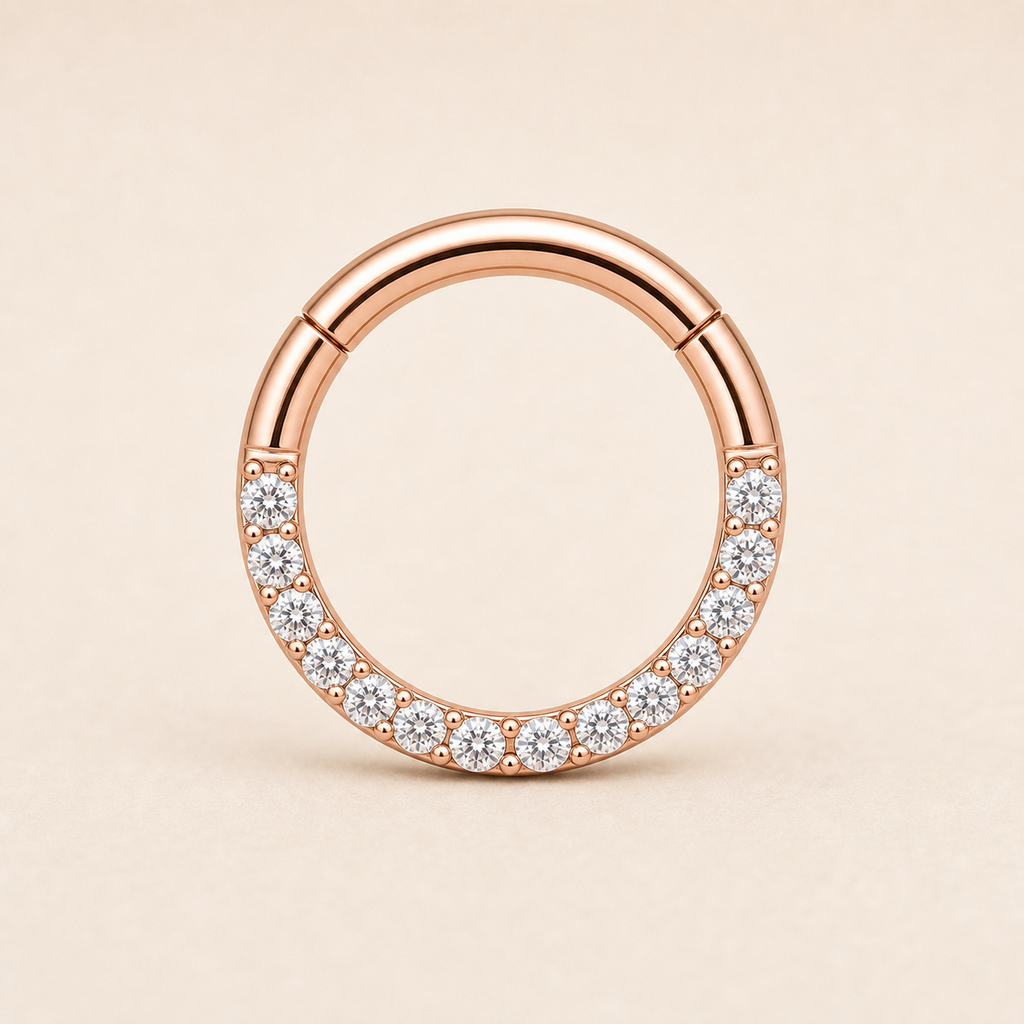 [TOPOSH-ROLE-ORDER-CLEANUP-20260717-BATCH23:TP-SR-RG-16G6-CLCZ-583:01] Pavé Clear CZ Titanium Segment Ring – Rose Gold | 01_primary_product_bg
