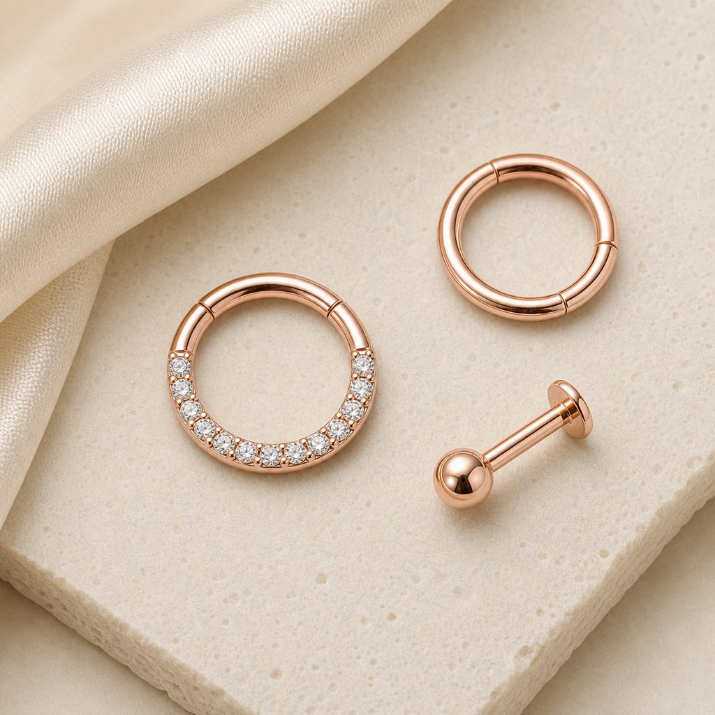 [TOPOSH-ROLE-ORDER-CLEANUP-20260717-BATCH23:TP-SR-RG-16G6-CLCZ-583:06] Pavé Clear CZ Titanium Segment Ring – Rose Gold | 06_accessory_flatlay