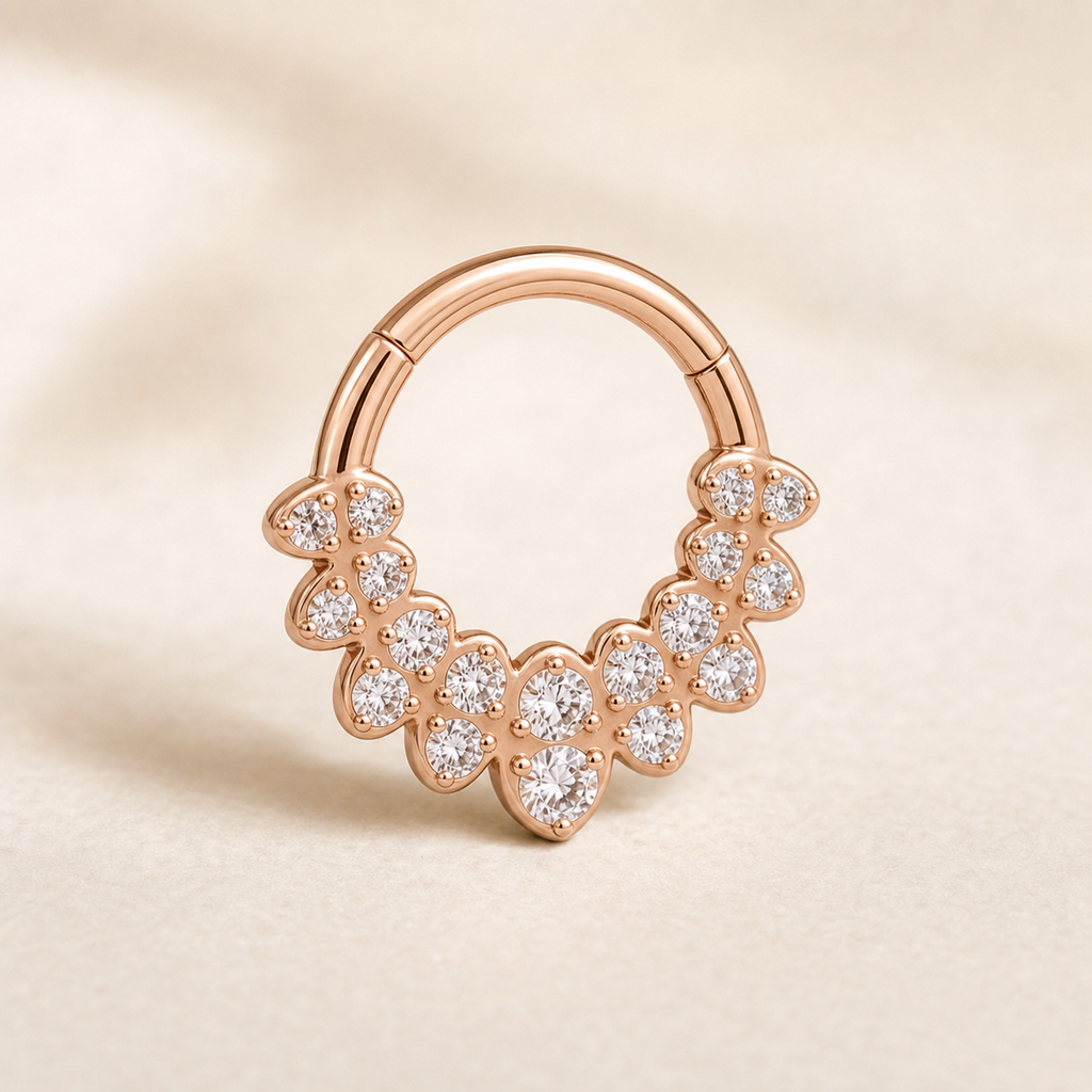 [TOPOSH-ROLE-ORDER-CLEANUP-20260717-BATCH21:TP-SR-RG-16G8-CLCZ-RG1105:05] Cluster Clear CZ Titanium Segment Ring – Rose Gold | 05_product_angles