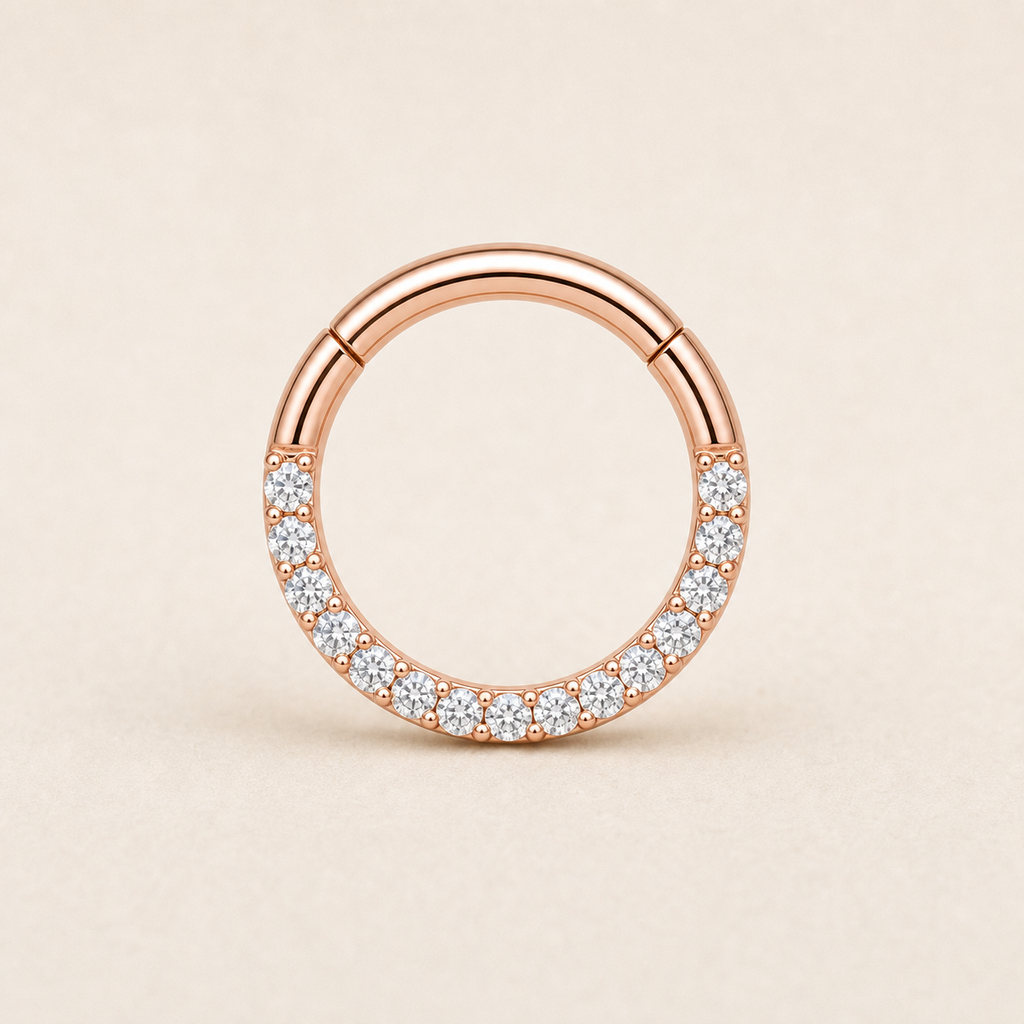 [TOPOSH-ROLE-ORDER-CLEANUP-20260717-BATCH21:TP-SR-RG-20G6X1.2-CLCZ-561:01] Clear CZ Titanium Segment Ring – Rose Gold | 01_primary_product_bg
