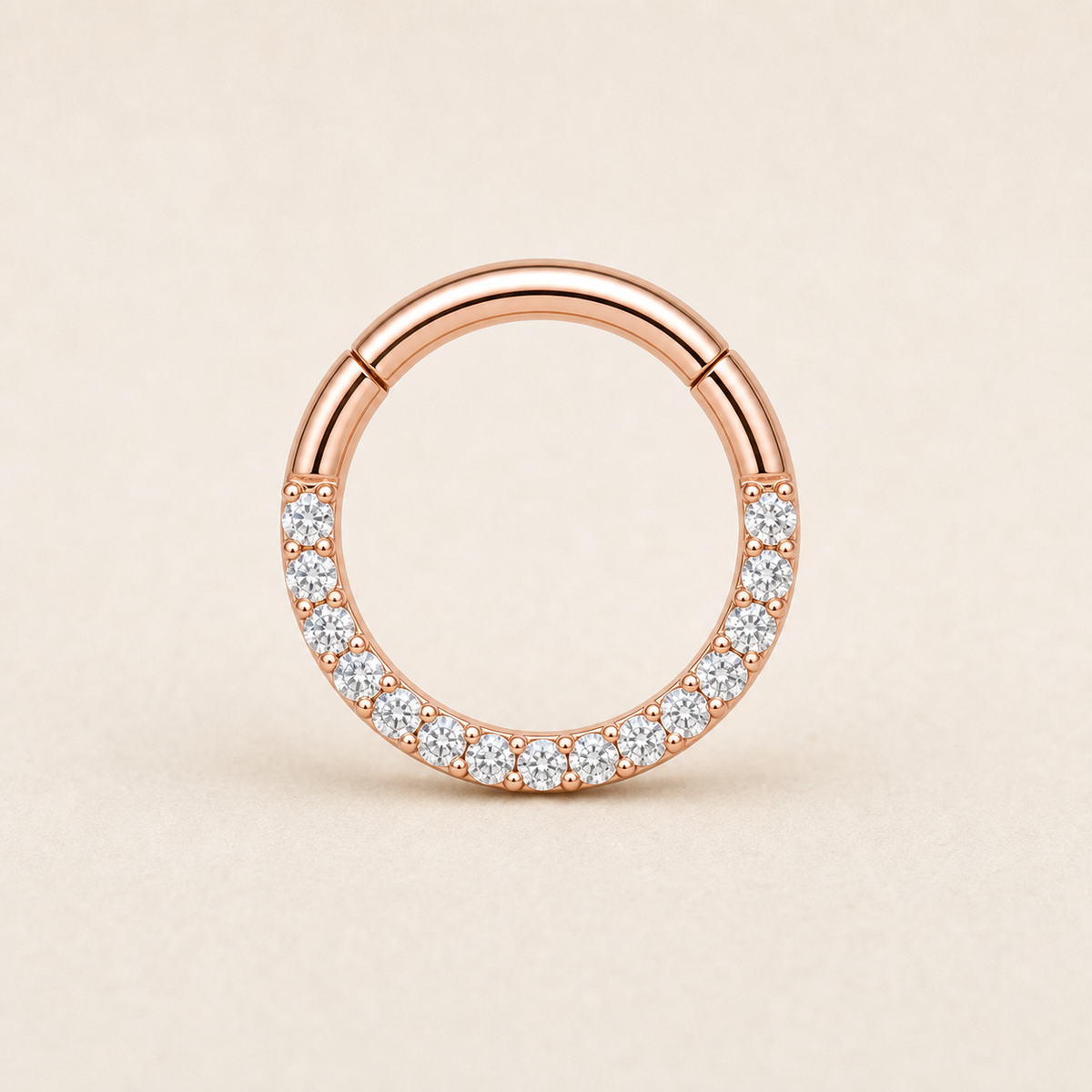 [TOPOSH-ROLE-ORDER-CLEANUP-20260717-BATCH21:TP-SR-RG-20G6X1.2-CLCZ-561:01] Clear CZ Titanium Segment Ring – Rose Gold | 01_primary_product_bg