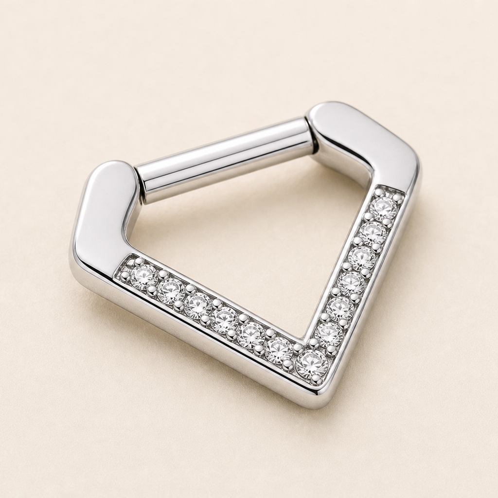 [TOPOSH-ROLE-ORDER-CLEANUP-20260717-BATCH25:TP-SR-SIL-16G10-CLCZ-003:05] V-Set Clear CZ Titanium Segment Ring – Silver | 05_product_angles
