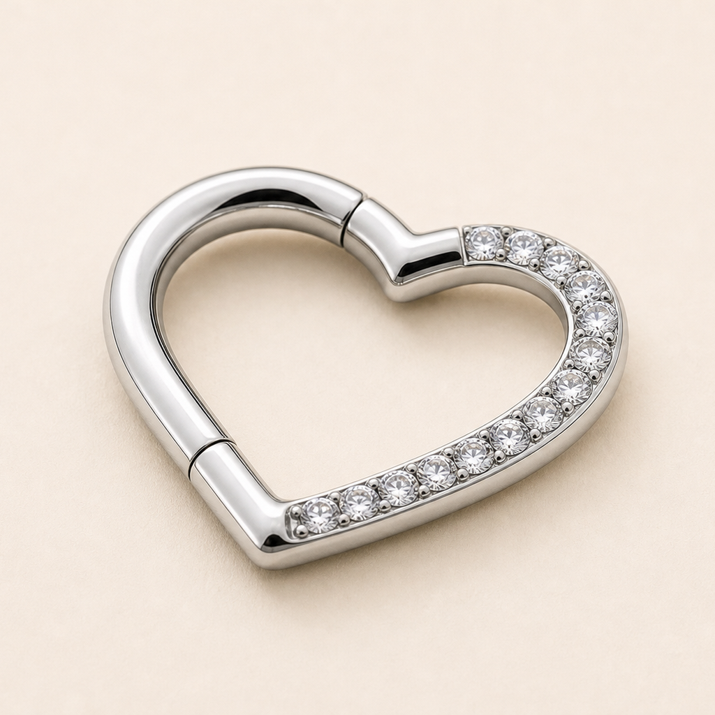 [TOPOSH-ROLE-ORDER-CLEANUP-20260717-BATCH22:TP-SR-SIL-16G10-CLCZ-005:05] Heart Clear CZ Titanium Segment Ring – Silver | 05_product_angles