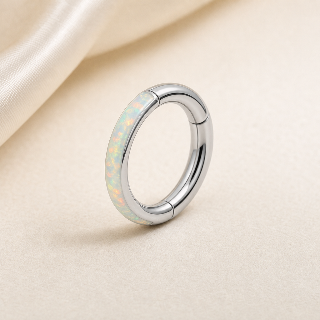 [TOPOSH-ROLE-ORDER-CLEANUP-20260717-BATCH23:TP-SR-SIL-16G6-OP17-107:05] White Opal Inlay Titanium Segment Ring – Silver | 05_product_angles