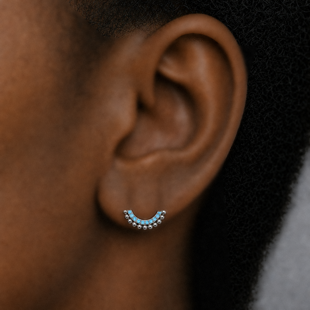[TOPOSH-ROLE-ORDER-CLEANUP-20260717-BATCH21:TP-SR-SIL-16G8-AQCZ-013:03] Aqua CZ Titanium Segment Ring – Silver | 03_model_black