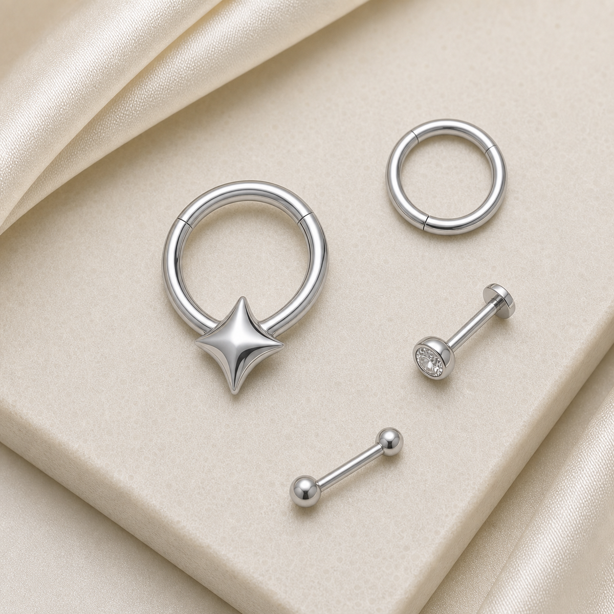 [TOPOSH-ROLE-ORDER-CLEANUP-20260717-BATCH24:TP-SR-SIL-16G8-PLN-1644:06] Spike Titanium Segment Ring – Silver | 06_accessory_flatlay
