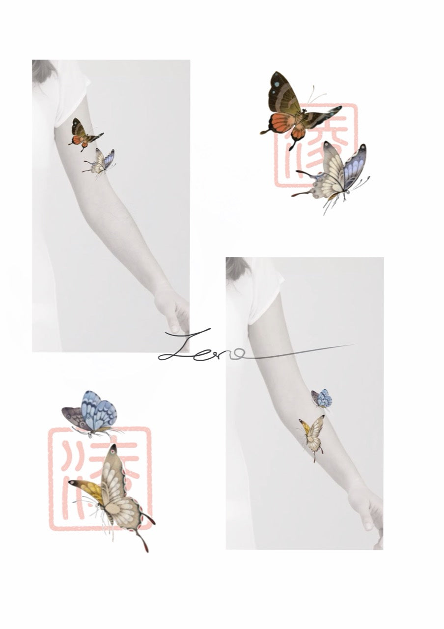 Individual butterfly flash tattoo placement options by Zero