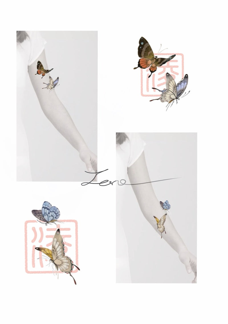 Individual butterfly flash tattoo placement options by Zero