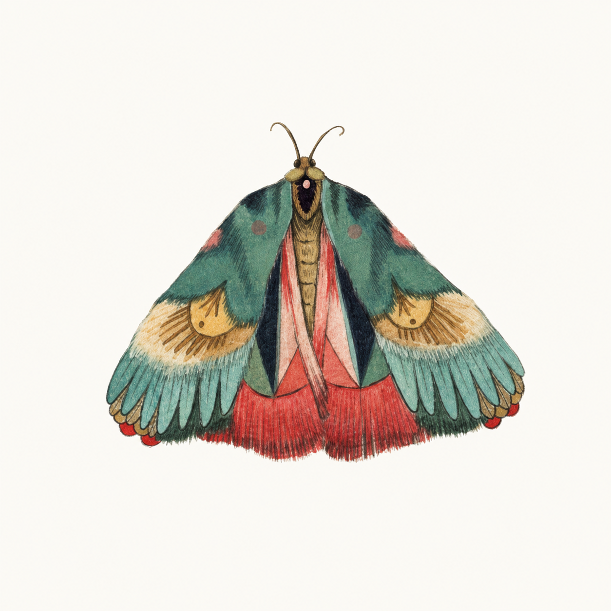 Teal & Rose Moth flash tattoo design by Zero