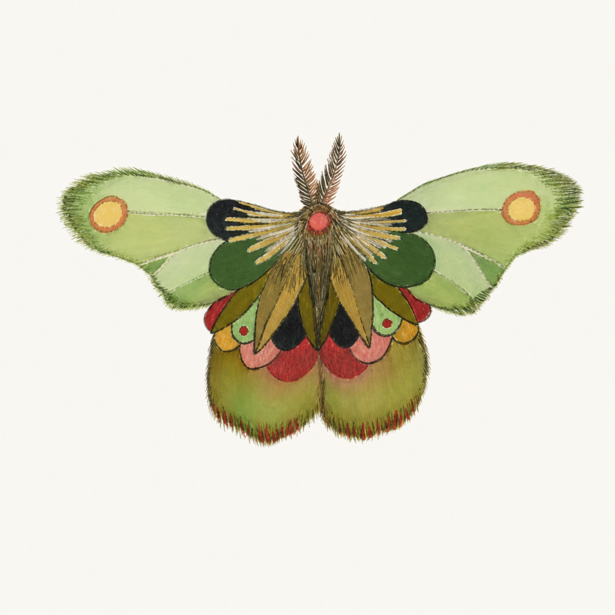Layered Green Moth flash tattoo design by Zero