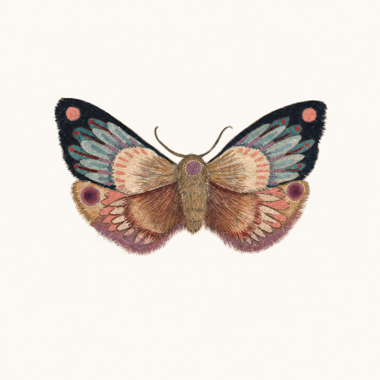 Blue & Blush Moth flash tattoo design by Zero