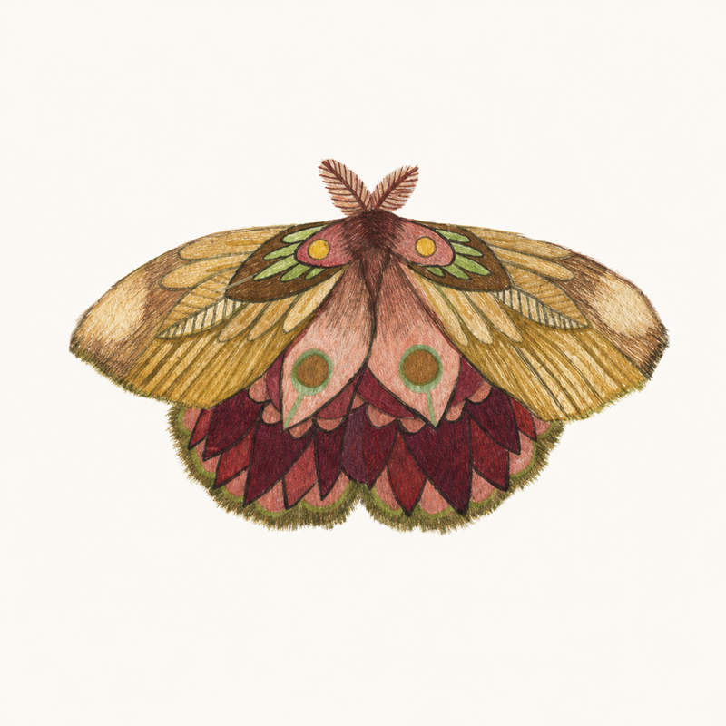 Burgundy & Gold Moth flash tattoo design by Zero