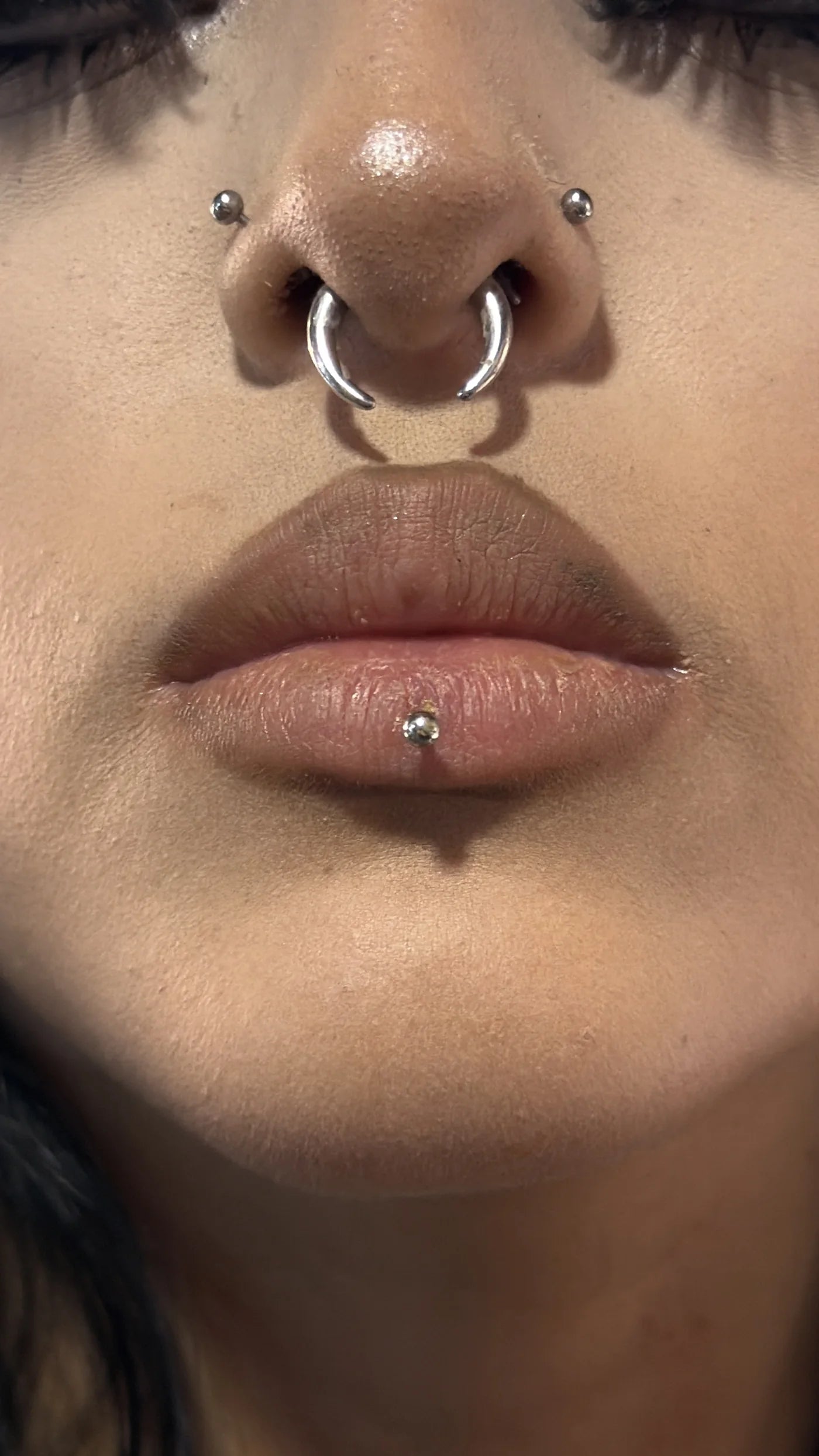 Michael nose, septum and lip piercing work