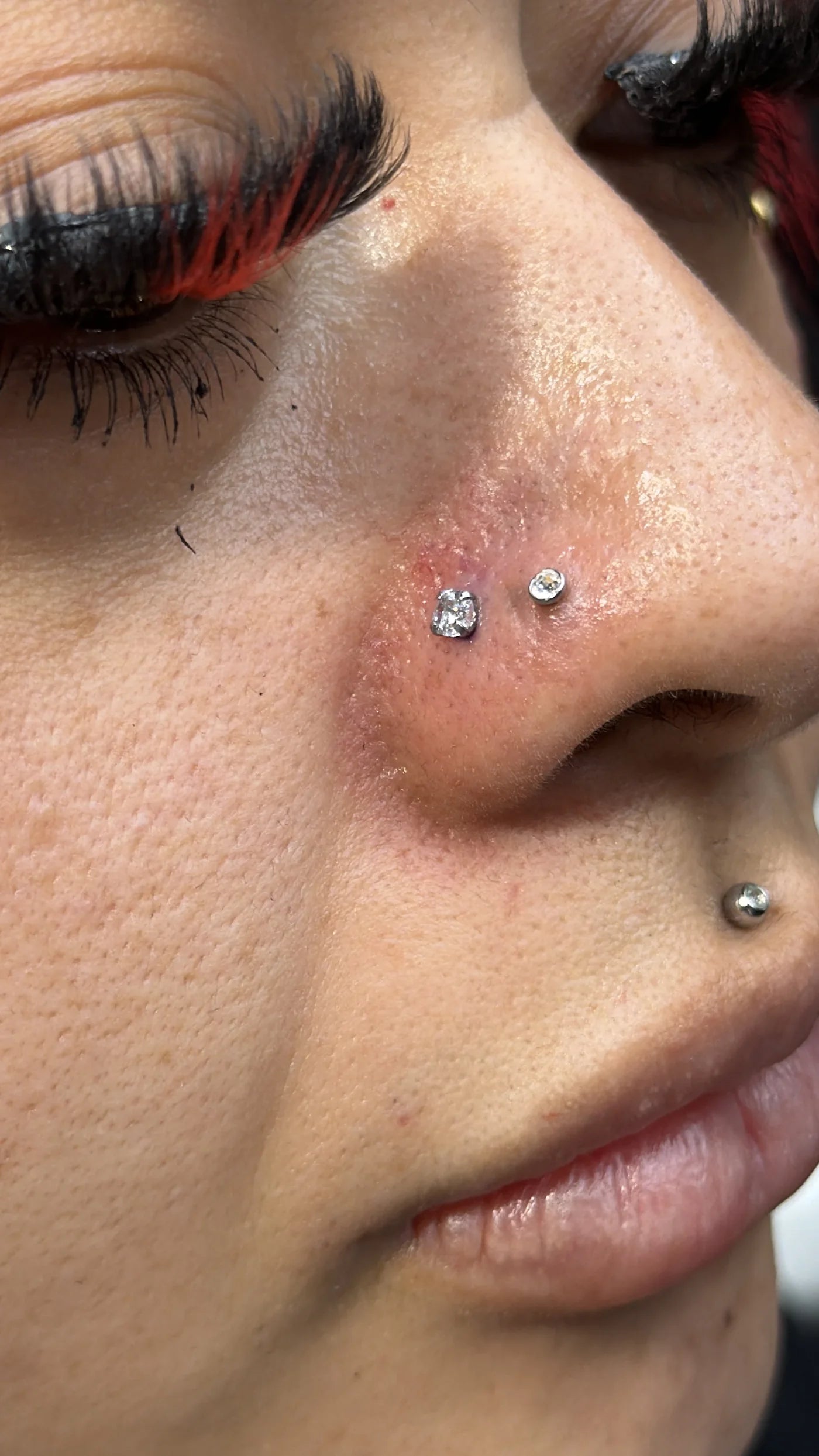 Michael paired stone nose piercing work